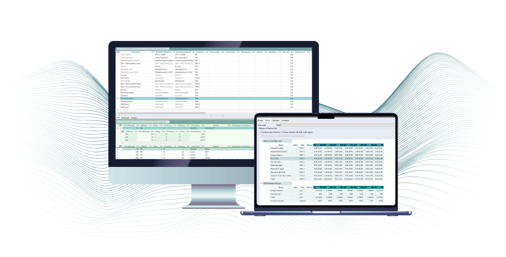 two desktops with Should Costing Solution on it